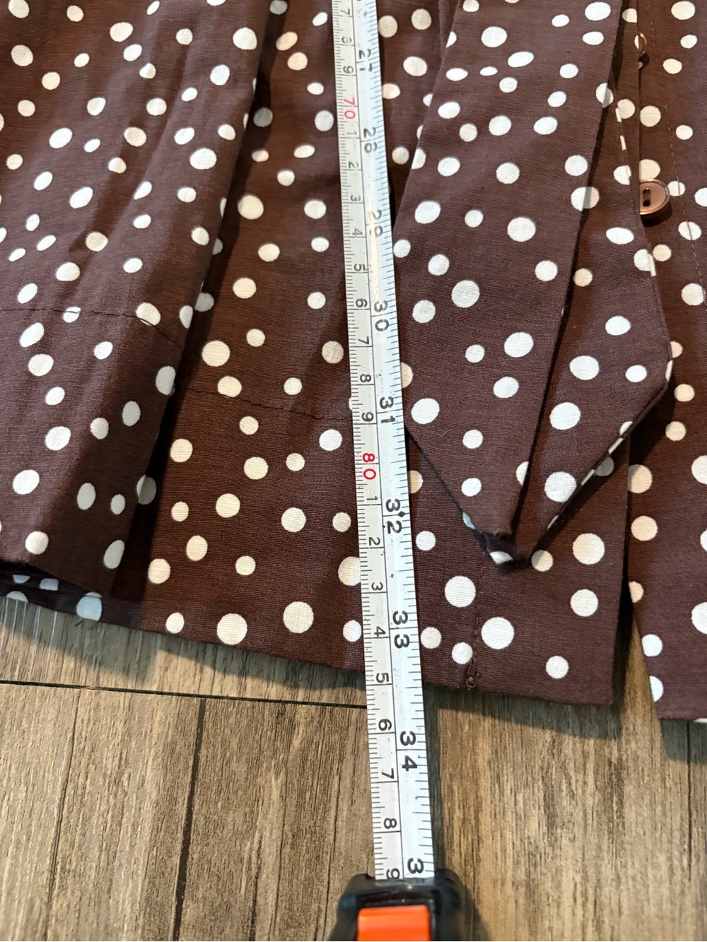 Anthropologie The Tobie Tie Neck Shirt Dress by Exquise Brown Polka Dot Size XS - Picture 13 of 13
